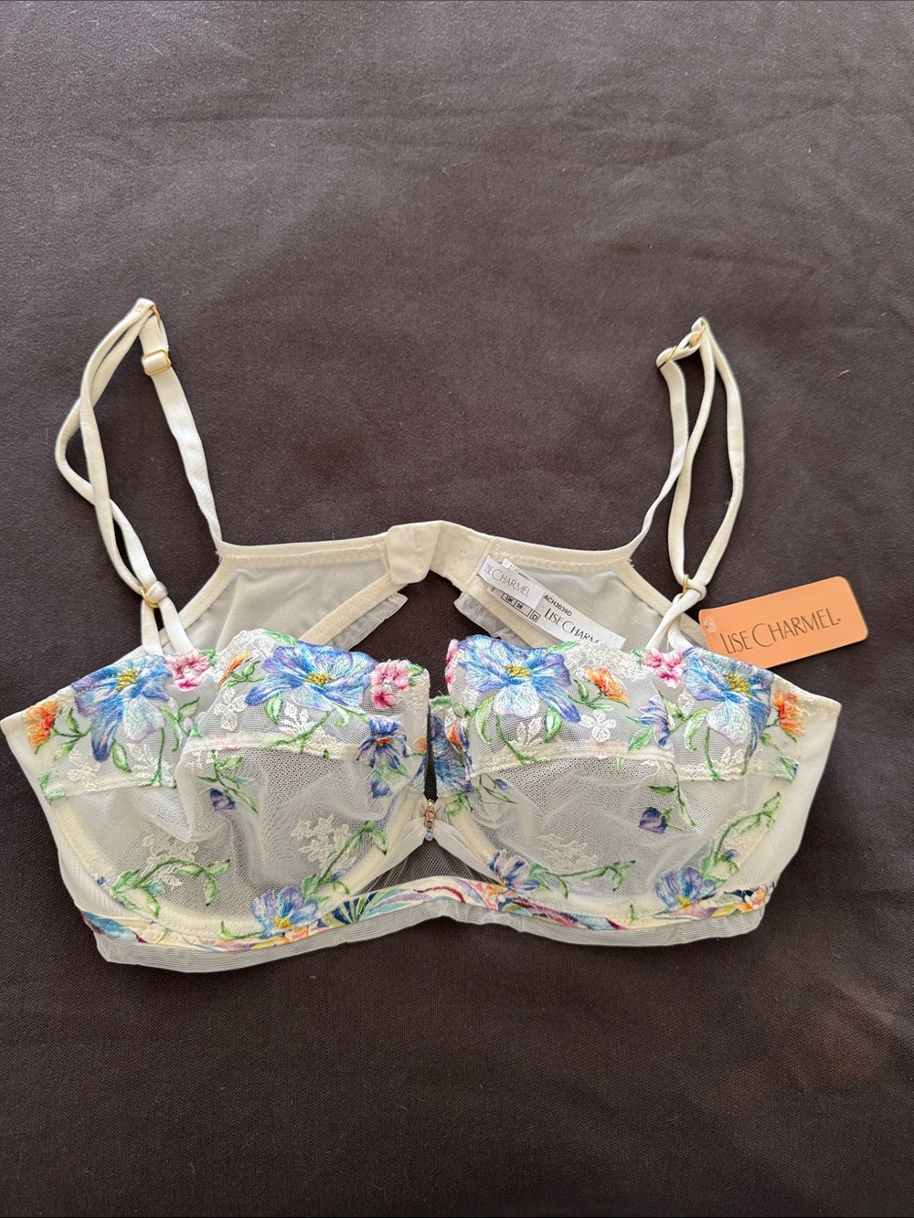 Lise Charmel Cream Floral Embroidered Bra